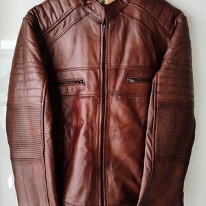 Men's leather jacket, biker jacket, leather jacket, brown jacket